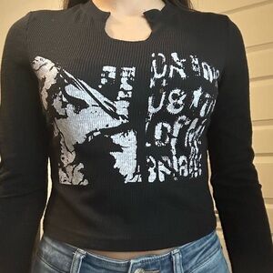 Black Graphic Women's Top